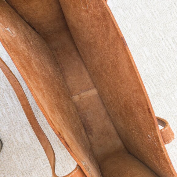 Oversized Hand-Stitched Veg-Tan Leather Tote (16” × 12.5” × 4.5”) - Picture 11 of 14